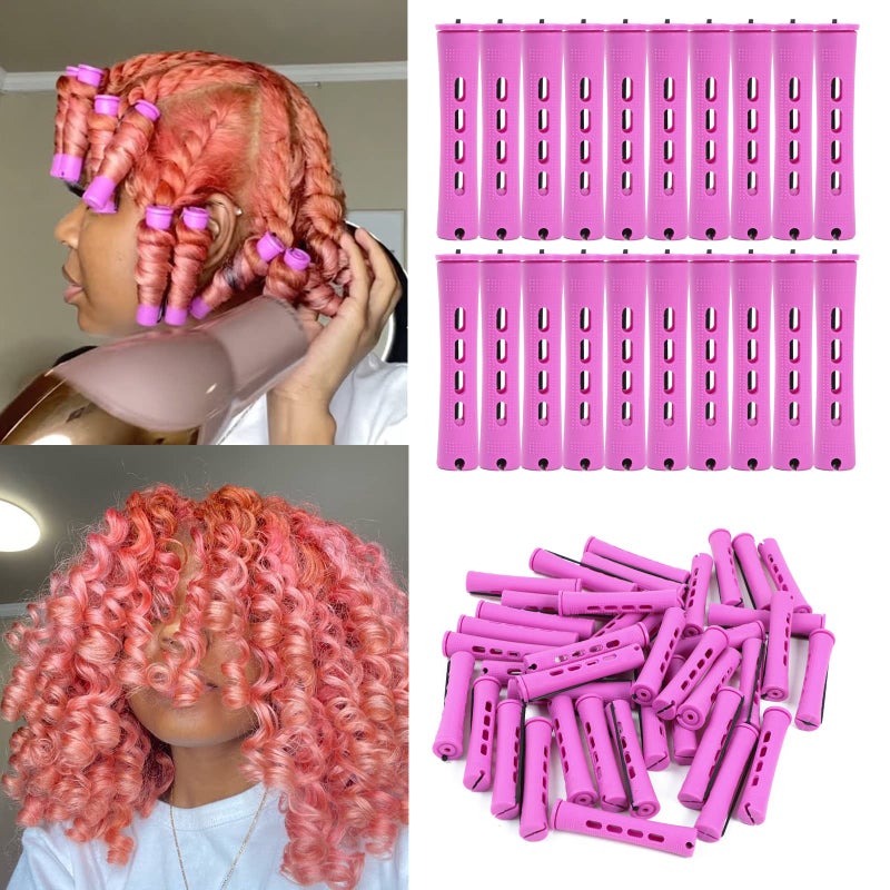 Alimiriam 20pcs Women's Perm Rods Set for Natural Hair: 2 Sizes Cold Wave Hair Rollers for Curling and Styling All Hair Lengths - DIY Hairdressing Tools (Purple) - Image 1