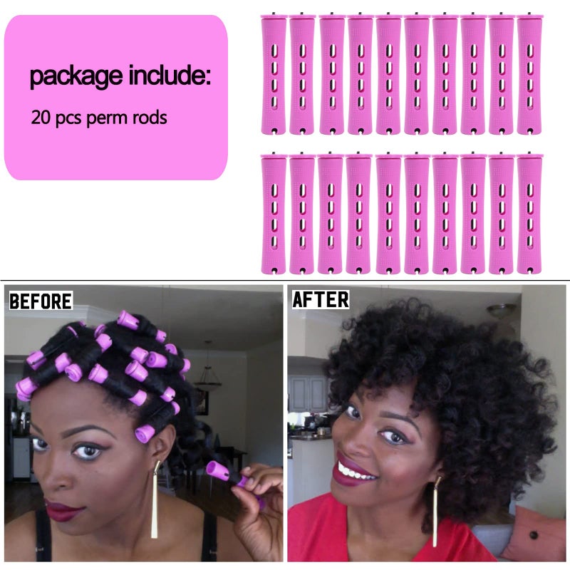 Alimiriam 20pcs Women's Perm Rods Set for Natural Hair: 2 Sizes Cold Wave Hair Rollers for Curling and Styling All Hair Lengths - DIY Hairdressing Tools (Purple) - Image 4