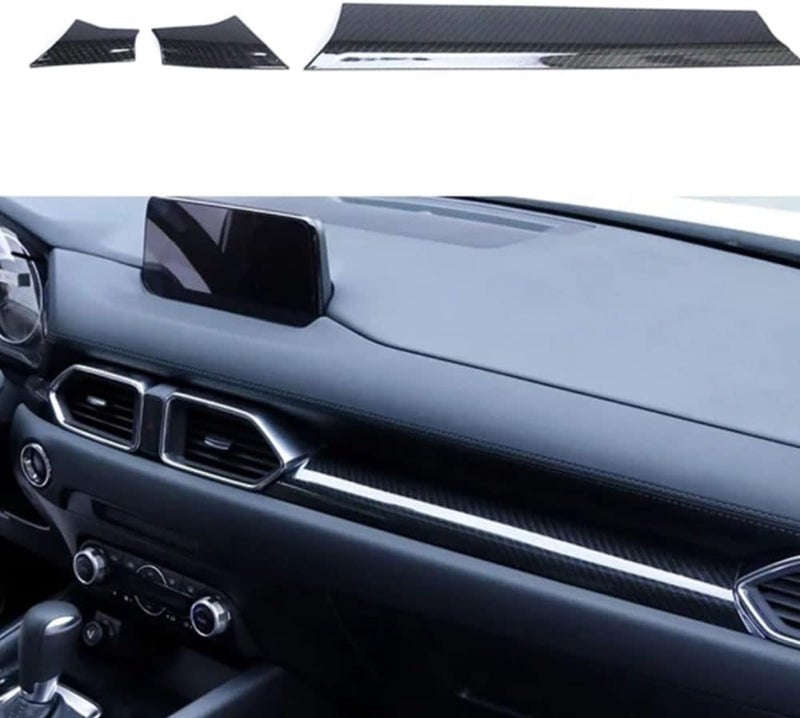 BOYOUS 3PCS ABS Carbon Fiber Center Console Dash Board Panel Trim for Mazda CX-5 (2017-2022) - Image 1