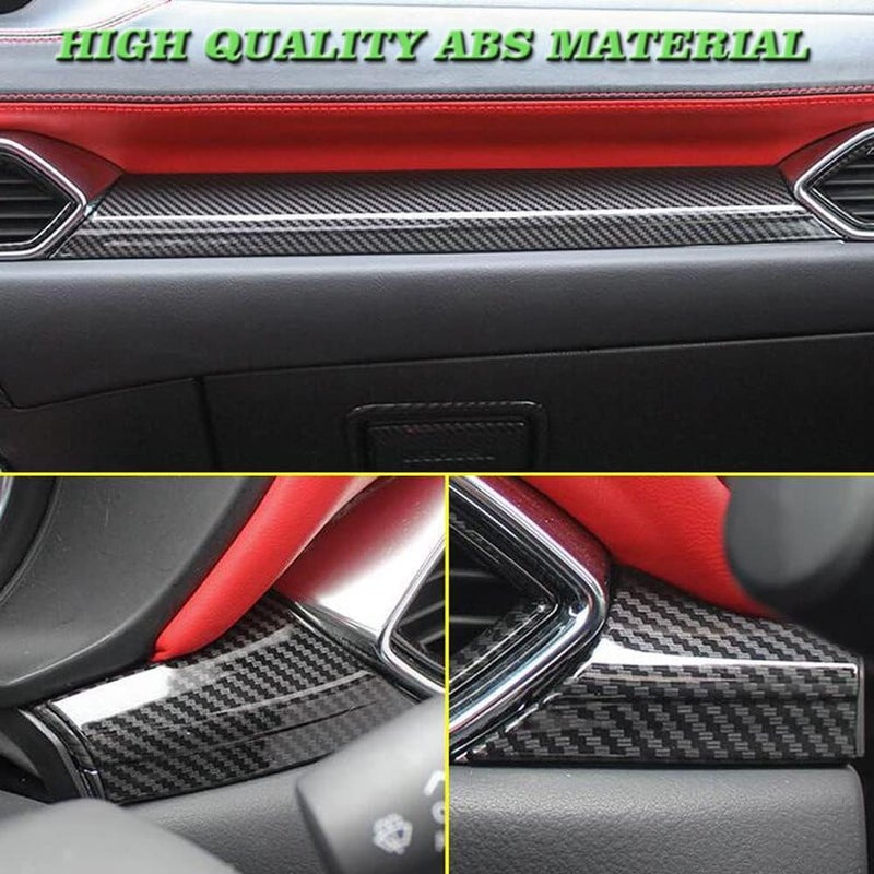 BOYOUS 3PCS ABS Carbon Fiber Center Console Dash Board Panel Trim for Mazda CX-5 (2017-2022) - Image 4