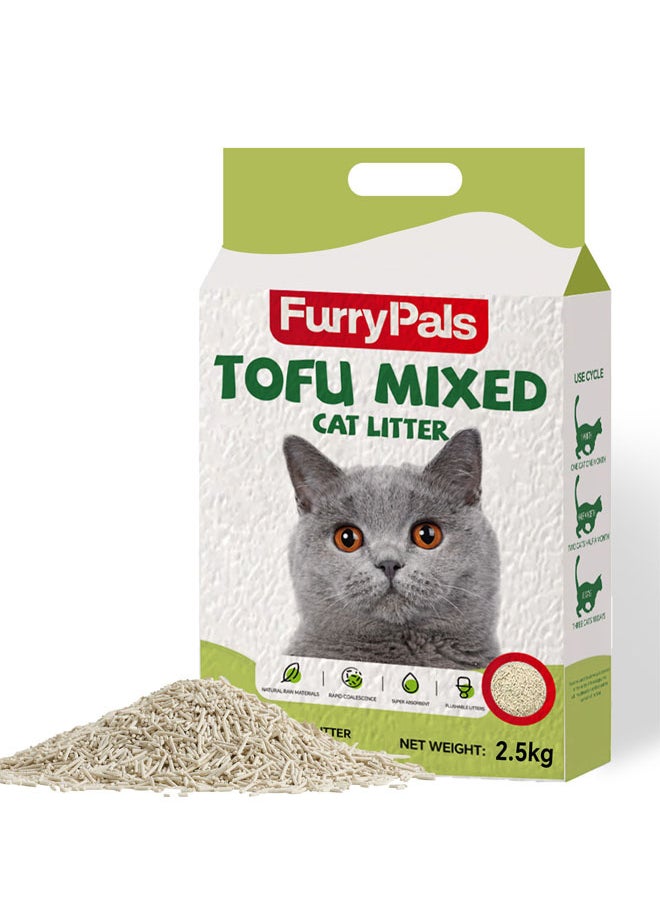 Mixed Cat Litter, Anti-Odor Clumping Cat Litter Pellets, Low Dust Super Absorbent Litter, Plant Degradable, Low Tracking (Mixed Cat Litter (2.5kg))