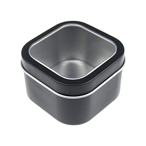 Goodma 6-Pack 8oz Empty Square Metal Tins with Clear Window for Candle Making, Candies, Gifts & Treasures, Black - Image 2