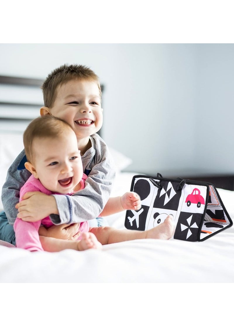 SOLARAE Tummy Time Mirror Toys for Babies Developmental Baby Activity Collapsible Montessori Sensory Black and White Double High Contrast Car Seat Stroller Autism Gifts - Image 3