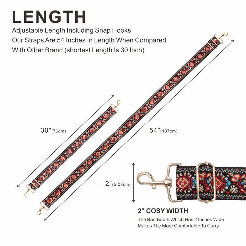 Nefelibata Purse Strap,2" Wide Shoulder Strap Adjustable Replacement,Multi-pattern Crossbody Canvas Bag Handbag Belts for Unisex Handbag,Crossbody Bags,Shoulder Bags(Red Flower) - Image 5