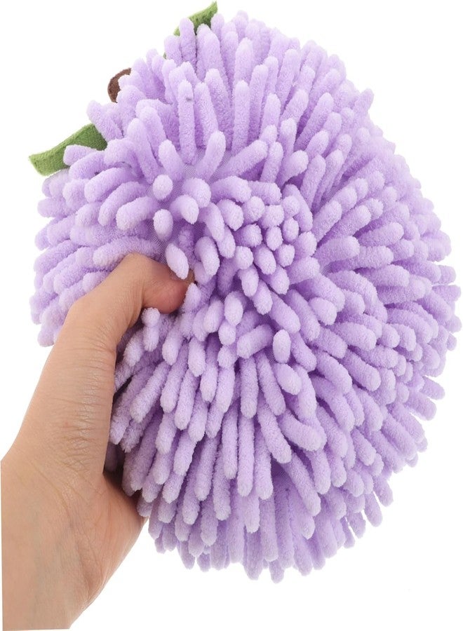 yaocoral Fuzzy Chenille Hand Towel Ball,Hanging Hand Towels for Bathroom,Kitchen Hand Towels with Hanging Loops,Quick Dry,Set of 3(Purple) - Image 2