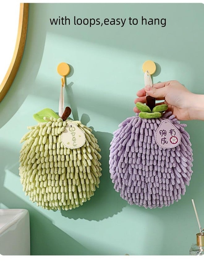 yaocoral Fuzzy Chenille Hand Towel Ball,Hanging Hand Towels for Bathroom,Kitchen Hand Towels with Hanging Loops,Quick Dry,Set of 3(Purple) - Image 5