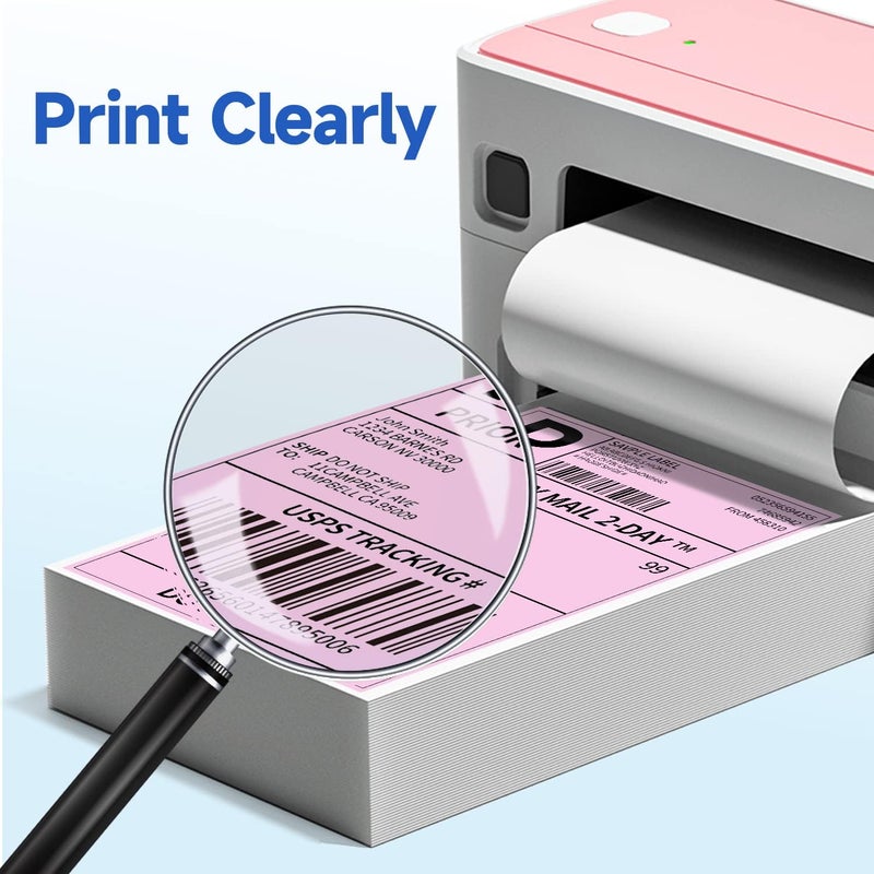 فوميمو ملصقات 241Bt - عبوات من 500 ملصق حراري 4×6 لكل ملصق مطوي، متوافق مع طابعات الملصقات 241Bt وD520Bt وB246D، ملصق شحن للأعمال والمنزل والمكتب، درجة تجارية، لون وردي - Image 5