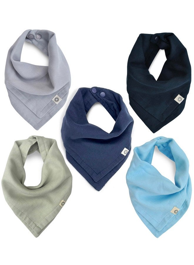 Kishu Baby Indi Gots Organic Baby Bibs, Muslin Bibs For Boys & Girls, 4-Way Reversible Toddler Bandana Bibs, 100% Organic Cotton Drool Bibs 5-Pack - Image 1