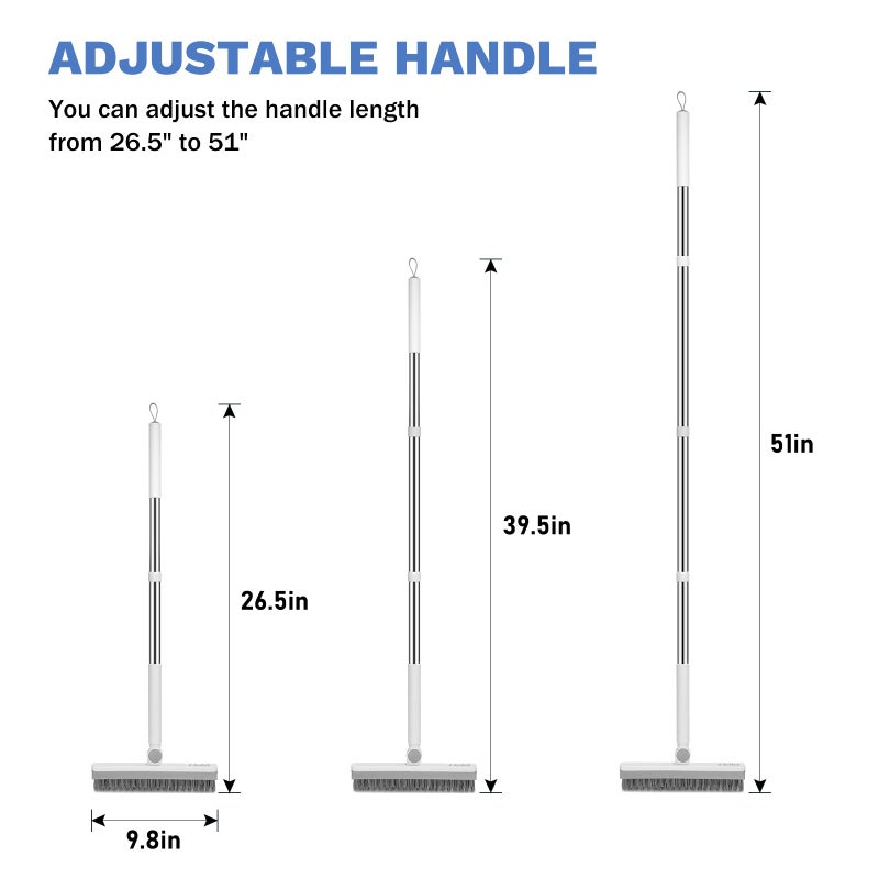 SetSail Grout Cleaner Brush with Long Handle, V-Shaped Floor Scrub Brush Swivel Grout Brush Stiff Bristle Floor Grout Scrubber for Bathroom, Tile Line, Crevice, Kitchen, Wall, Deck, Garage, White Grey - Image 2