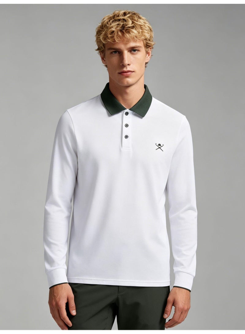 HACKETT LONDON Contrasting Lapel Long Sleeve Polo Shirt Men and Women Spring and Autumn Cotton Casual Bottom Shirt - Image 5