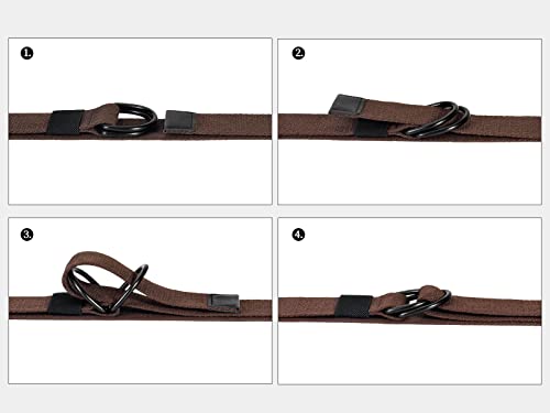 maikun Canvas Web Belt Silver Double D-ring Buckle 1 1/2 Inch Wide, Cloth White Mens Belt, Length 110cm - Image 5