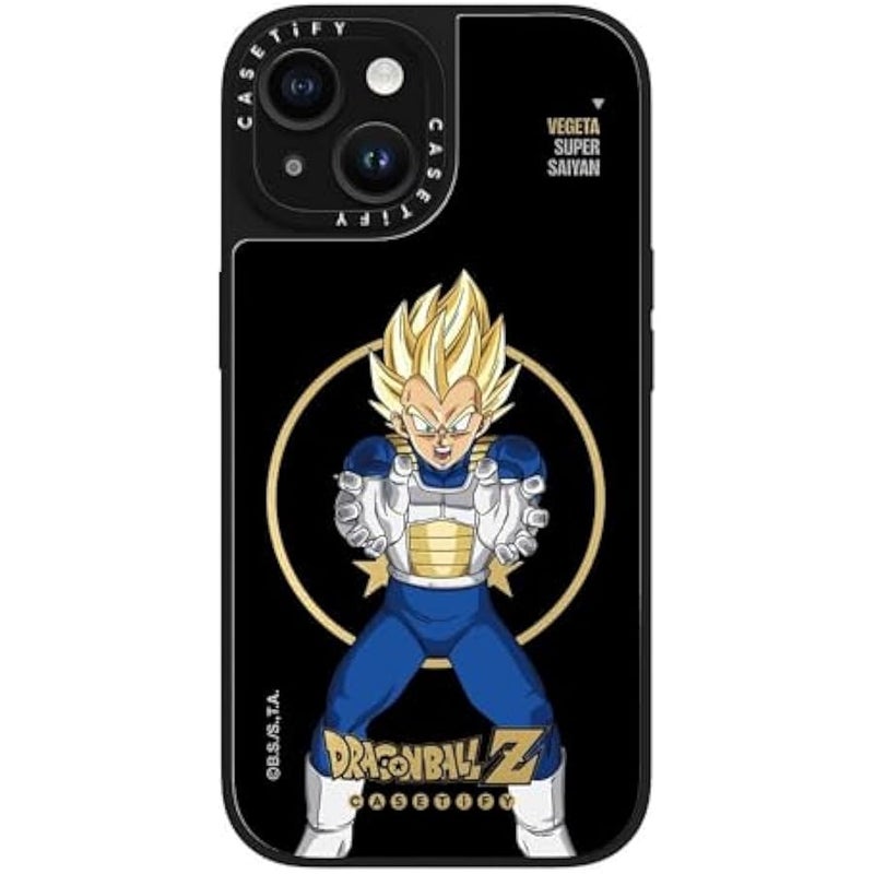 Casetify Mirror iPhone 15 Case 【Dragon Ball Colab/Reflective / 4.9ft Drop Protection/Magsafe】 - Super Saiyan Vegeta - Silver on Black - Image 5
