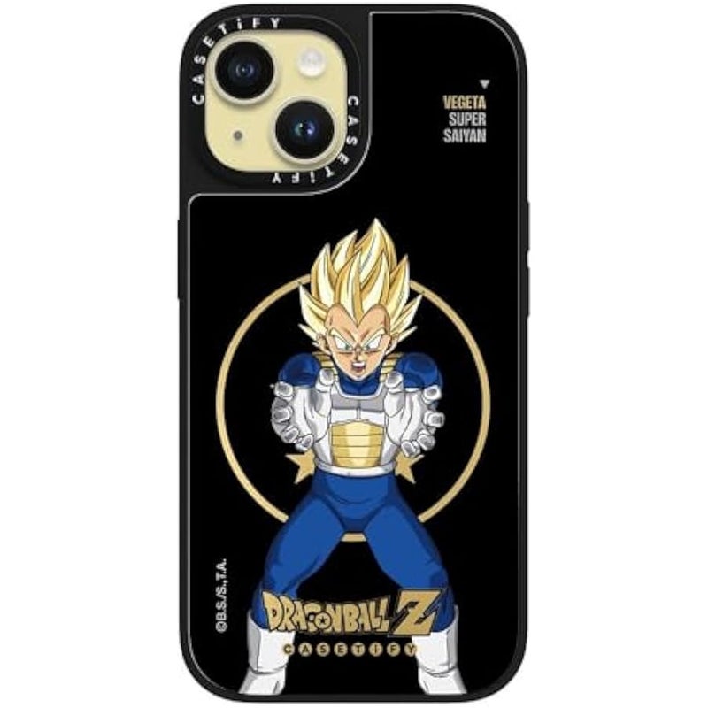 Casetify Mirror iPhone 15 Case 【Dragon Ball Colab/Reflective / 4.9ft Drop Protection/Magsafe】 - Super Saiyan Vegeta - Silver on Black - Image 2