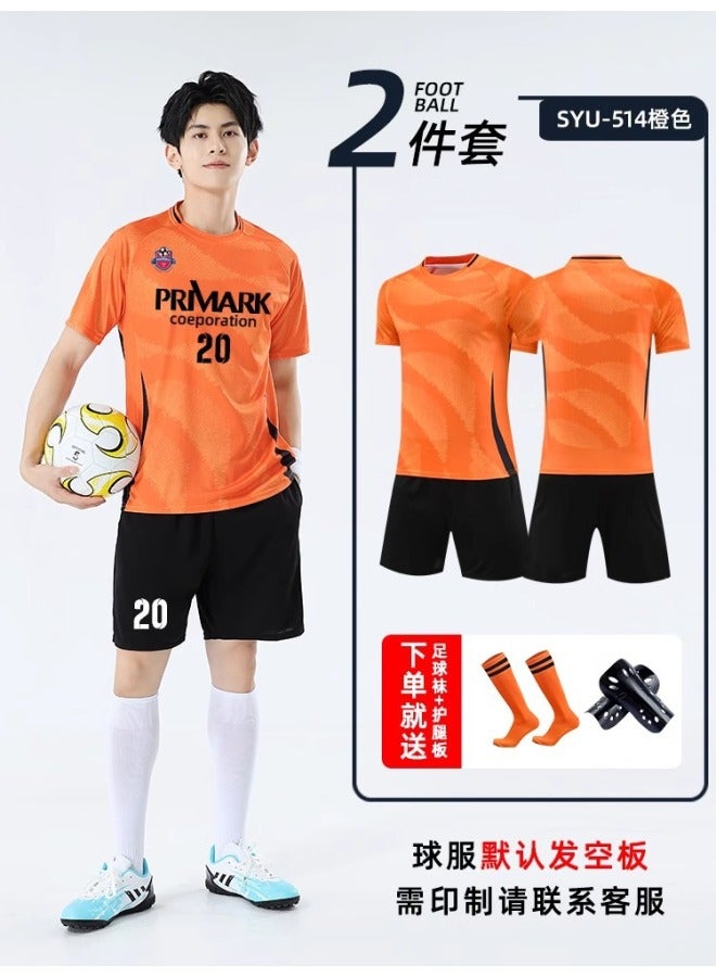 Retro Team Jersey Football Suit for Men & Kids - Orange with Socks & Protective Gear