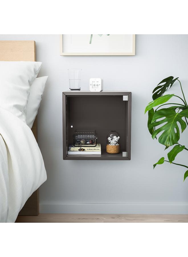 Zaboon Wall cabinet with glass door, dark grey, 35x25x35 cm - Image 3