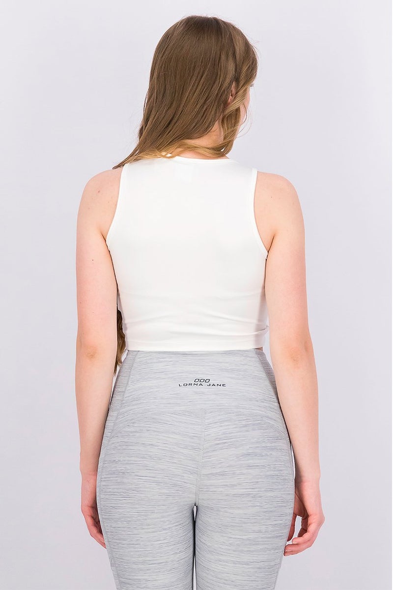 Adidas Women Regular Fit Brand Logo Sleeveless Crop Top, White  - Image 2