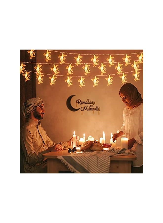The Bros Ramadan Decorations Star & Moon String Lights with Remote, 80LED 10M Ramadan Lights Battery Box Powered 8 Modes Ramadan Decorations for Home, Curtain, Outdoor and Party (Warm White)  - Image 4