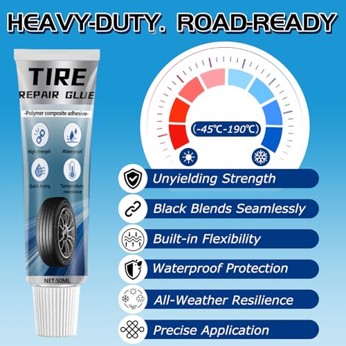 Vigorder Rubber Cement Glue for Car & Motorcycle Sidewall Fix, Strong Bonding & Waterproof (Black) - Image 2