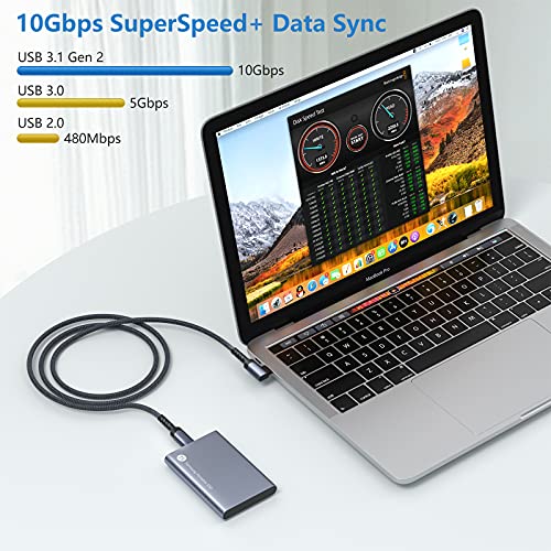 Besgoods USB C to USB C Cable 100W, 3ft 90 Degrees 10Gpbs 4K Video and Audio,USB 3.1 Gen 2 Cable for USB C Hub, MacBook Pro, SSD Hard Drive, Galaxy S25, iPhone 17/16/15, Type C Laptops, Black,2-Pack - Image 2