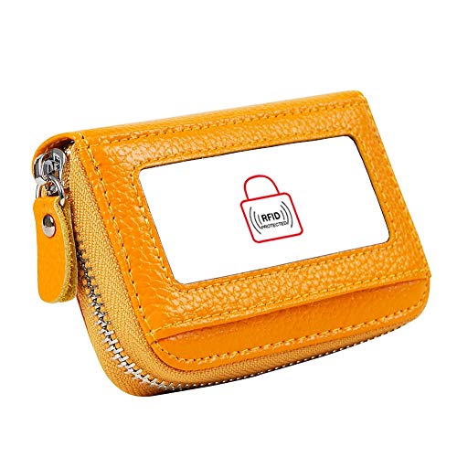 Cynure Women's RFID Blocking 12 Slots Credit Card Holder Leather Accordion Wallet,yellow - Image 1