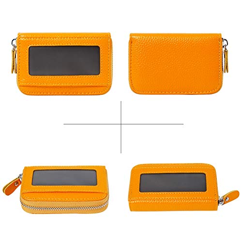 Cynure Women's RFID Blocking 12 Slots Credit Card Holder Leather Accordion Wallet,yellow - Image 3