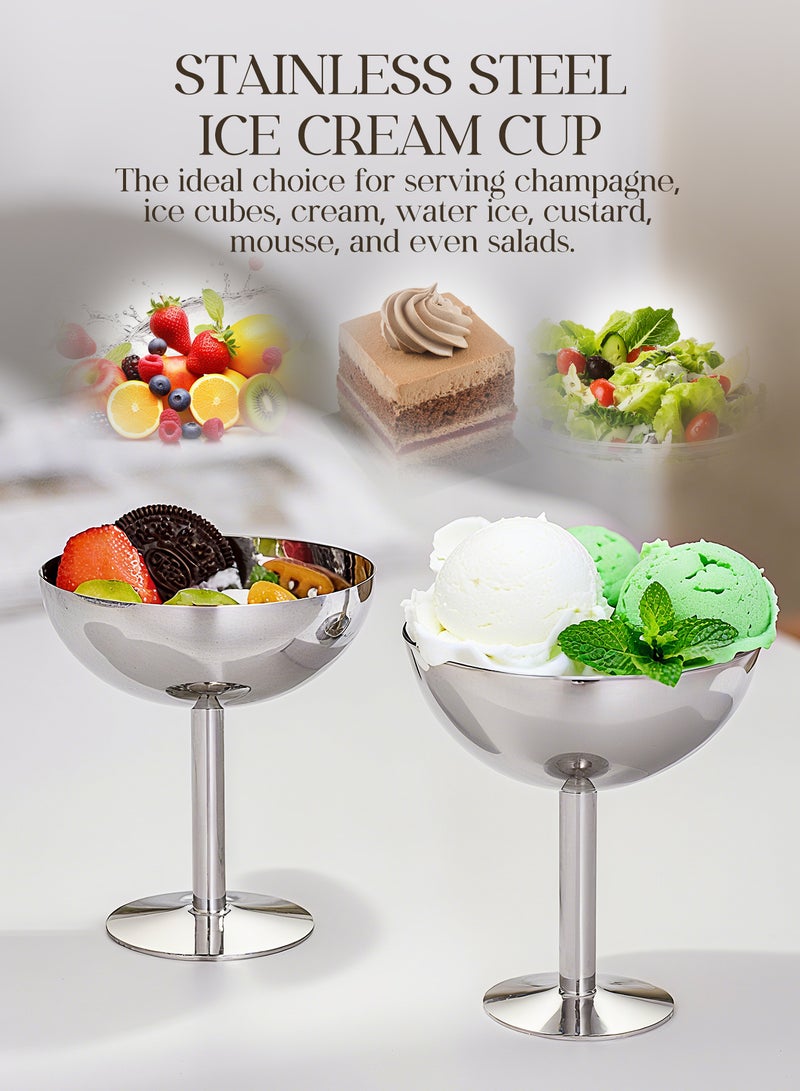 2pcs Stainless Steel Dessert Cup, Dessert Bowl, Ice Cream Cup, Pudding Cup, Custard Bowl - Image 1