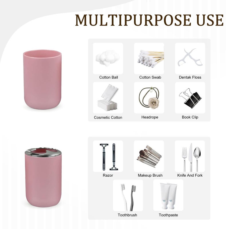 CERBIOR Bathroom Accessories Set 6 Piece Bath Ensemble Includes Soap Dispenser, Toothbrush Holder, Toothbrush Cup, Soap Dish for Decorative Countertop and Housewarming Gift (Blush pink-6pcs) - Image 5