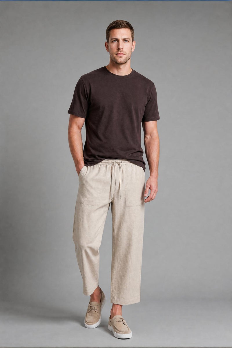DeFacto Beige Man Regular Fit Cotton Capri Casual - Image 1