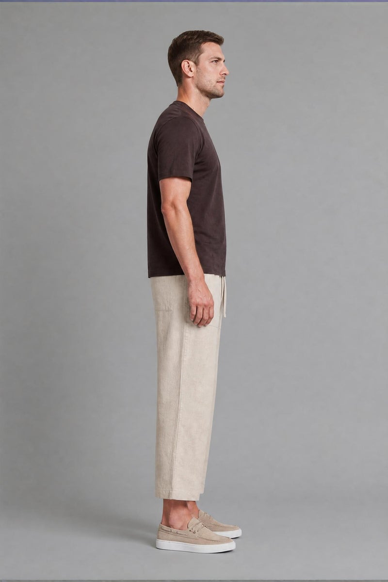 DeFacto Beige Man Regular Fit Cotton Capri Casual - Image 3
