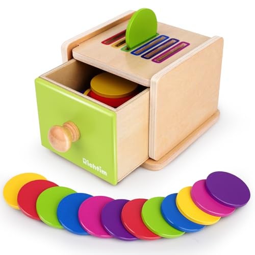 Richtim Montessori Toys for 13 Year Old Color Sorting Wooden Drawer Box Toy for Toddlers Object Permanence and Fine Motor Sensory Toy 1218 Months Busy Board Matching Game for Baby Boys and Girls Gifts - Image 1