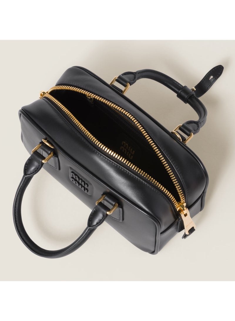 مياو مياو حقيبة ميو أركادي الجلدية، حقيبة توت جلدية نسائية، حقيبة كتف جلدية نسائية، حقيبة كروس جلدية نسائية، حقيبة يد، سوداء - Image 4