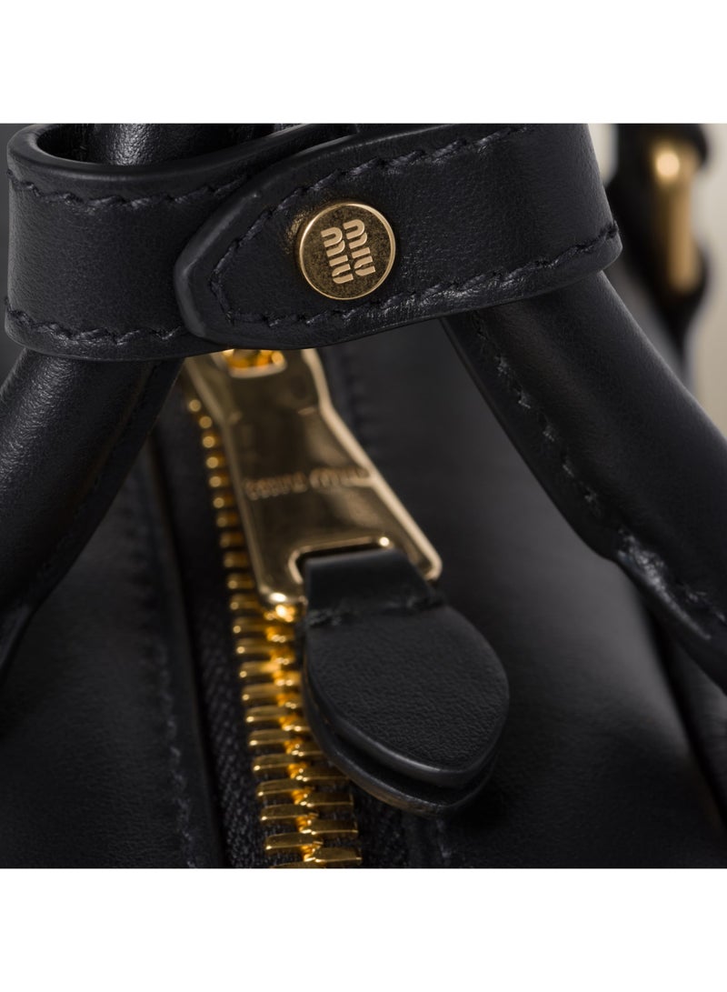 مياو مياو حقيبة ميو أركادي الجلدية، حقيبة توت جلدية نسائية، حقيبة كتف جلدية نسائية، حقيبة كروس جلدية نسائية، حقيبة يد، سوداء - Image 5