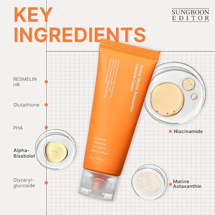 SUNGBOON EDITOR Active Marine Astaxanthin Capsule Cream 50ml | Facial Cream for Brightening | Deep Hydration, Soothing, Moisturizer | Stocking Stuffers for Women - Image 4
