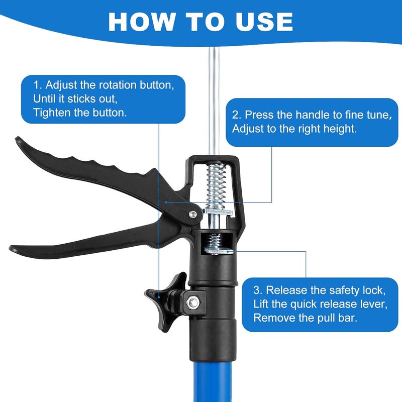 Dandelionsky 2Pcs Telescopic Quick Support Rod Adjustable 50-115cm 3rd Hand Support System Heavy Duty 40KG Capacity Support Pole Non-Slip Door Frame Strut Telescopic Prop for Plasterboard Drywall (50-115cm) - Image 2