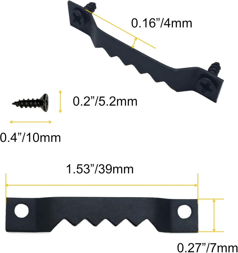 EesTeck 50 Pack Small Sawtooth Picture Hangers - Steel Picture Hanging Solutions with Screws, for Hanging Clock Paintings Artwork Frame Hooks (Black) - Image 5