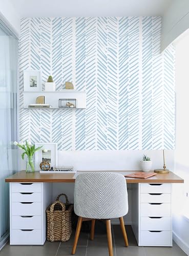 Guvana 17.7"x394" Blue and White Wallpaper Striped Removable Contact Paper Line Peel and Stick Wallpaper Modern Self Adhesive Wall Paper for Bathroom Bedroom Decor - Image 4