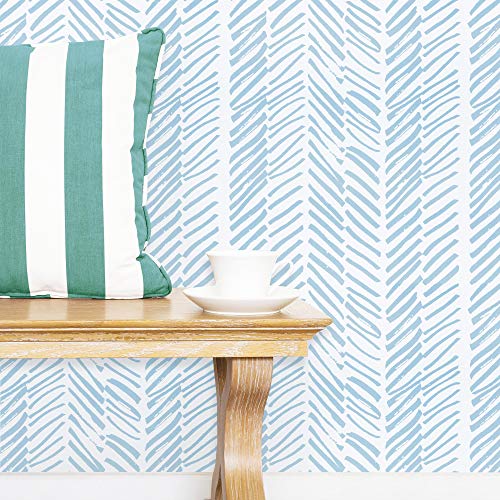 Guvana 17.7"x394" Blue and White Wallpaper Striped Removable Contact Paper Line Peel and Stick Wallpaper Modern Self Adhesive Wall Paper for Bathroom Bedroom Decor - Image 1