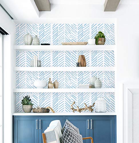 Guvana 17.7"x394" Blue and White Wallpaper Striped Removable Contact Paper Line Peel and Stick Wallpaper Modern Self Adhesive Wall Paper for Bathroom Bedroom Decor - Image 3