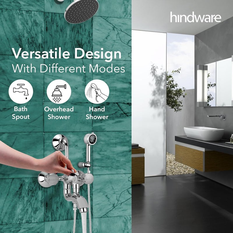 hindware خلاط حائط هندوير كونتيسا نيو F730022CP نحاس - 3 في 1 (كروم، فضي) - Image 4