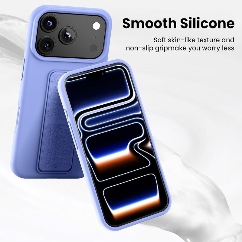 بورتوني حافظة iPhone 17 Pro، غطاء حامل إصبع مع حامل قابل للطي، حافظة سيليكون ناعمة متعددة الحوامل مغناطيسية للسيارة لهاتف iPhone 17 Pro مقاس 6.3 بوصة (أزرق سماوي، iPhone 17 Pro) - Image 4