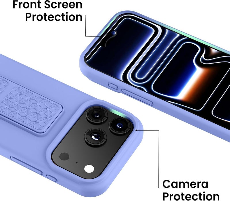 بورتوني حافظة iPhone 17 Pro، غطاء حامل إصبع مع حامل قابل للطي، حافظة سيليكون ناعمة متعددة الحوامل مغناطيسية للسيارة لهاتف iPhone 17 Pro مقاس 6.3 بوصة (أزرق سماوي، iPhone 17 Pro) - Image 3