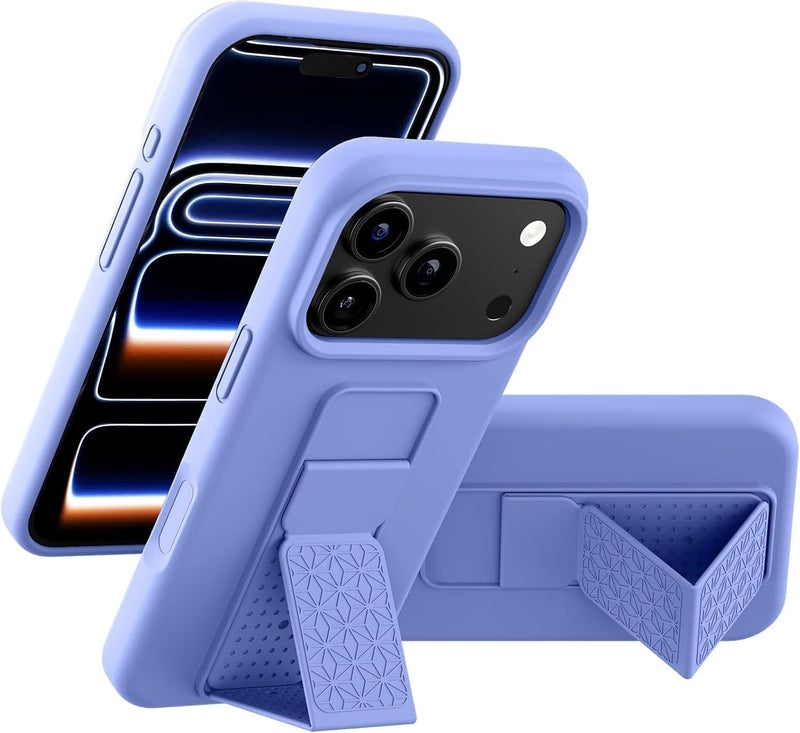 بورتوني حافظة iPhone 17 Pro، غطاء حامل إصبع مع حامل قابل للطي، حافظة سيليكون ناعمة متعددة الحوامل مغناطيسية للسيارة لهاتف iPhone 17 Pro مقاس 6.3 بوصة (أزرق سماوي، iPhone 17 Pro) - Image 1