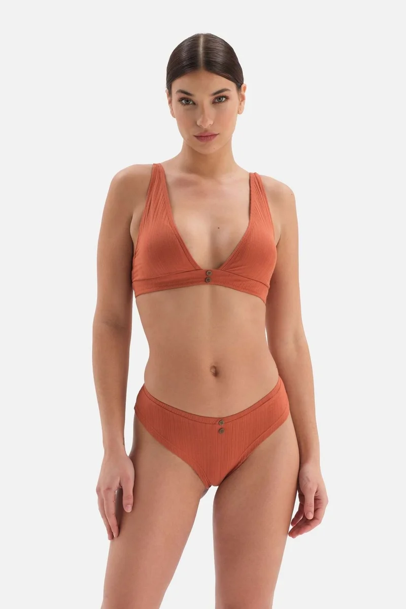 داجي Terracota Button Detailed Ribbed Brazilian