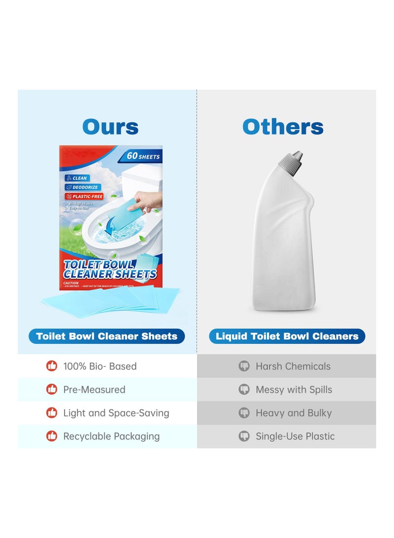 واي آند دي 60PCS Toilet Bowl Cleaners, (Eco) Friendly 60 Sheets Cleaner Strips, Plastic-Free Cleaning Pre-Measured & Biodegradable Stips, Efficiently Remove Stains Odors  - Image 2