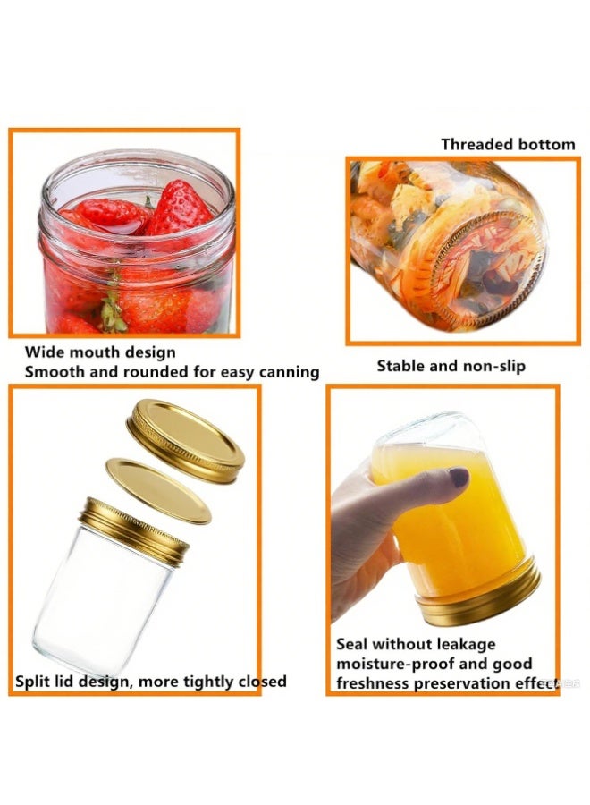 Mason 12 Piece Spice Jar Set, BPA-Free Storage Glass Jar With Silver Airtight Lid, 237ml Big Containers For Organizing Spice、Food、Tea、Coffee - Image 3