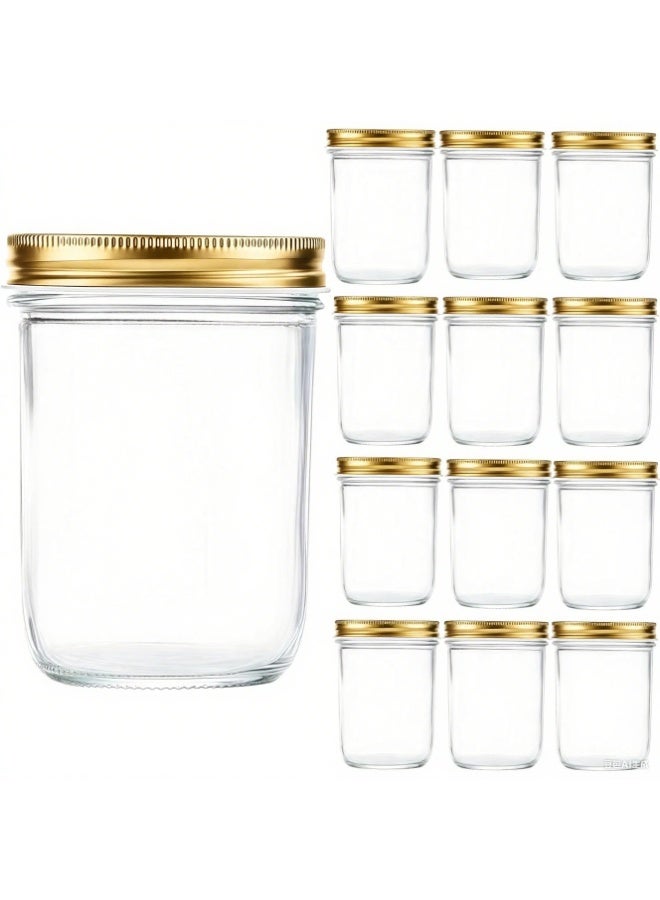 Mason 12 Piece Spice Jar Set, BPA-Free Storage Glass Jar With Silver Airtight Lid, 237ml Big Containers For Organizing Spice、Food、Tea、Coffee - Image 1