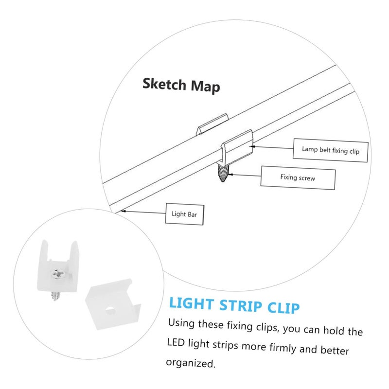 White Plastic Led Strip Light Clips 100pcs Easy Install Tape Clamp Fixed Clips - Image 4