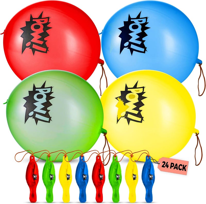Bedwina Superhero Punch Balloons - 24 Pack of Large Punching Balls with Comic Book Designs - Image 1