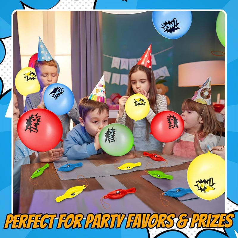 Bedwina Superhero Punch Balloons - 24 Pack of Large Punching Balls with Comic Book Designs - Image 4