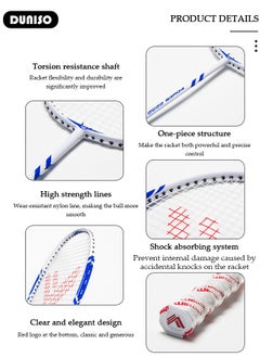 DUNISO Badminton Racket Set of 2, Badminton Equipment, Lightweight & Sturdy, Indoor Outdoor Sports Beach Backyard Game for Adults Kids, 2 Racquets, 3 Shuttlecocks & Carry Bag Included  - Image 3